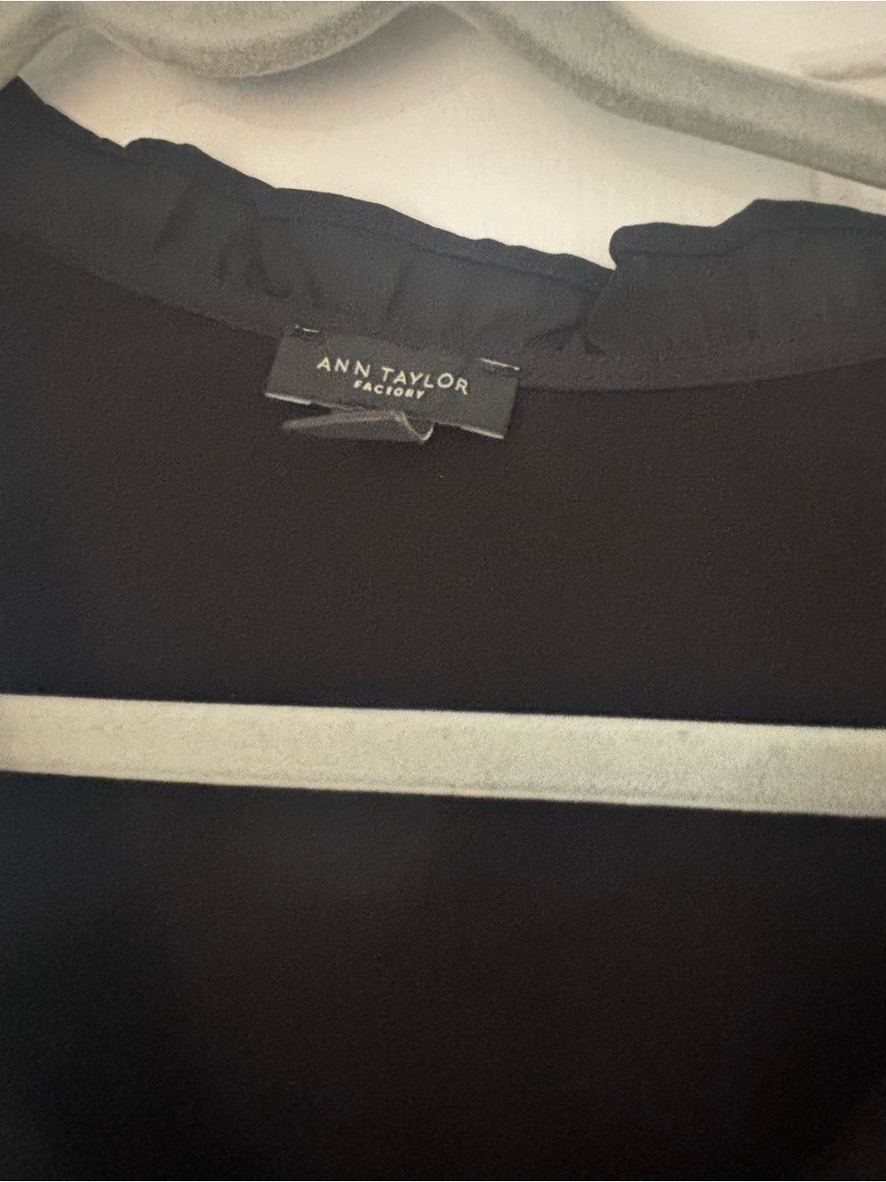 Ann Taylor Factory Black Ruffled-Neck Blouse